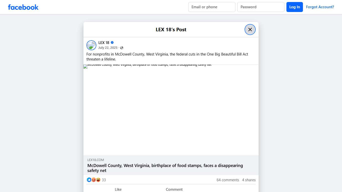 LEX 18 - For nonprofits in McDowell County, West Virginia,... Facebook