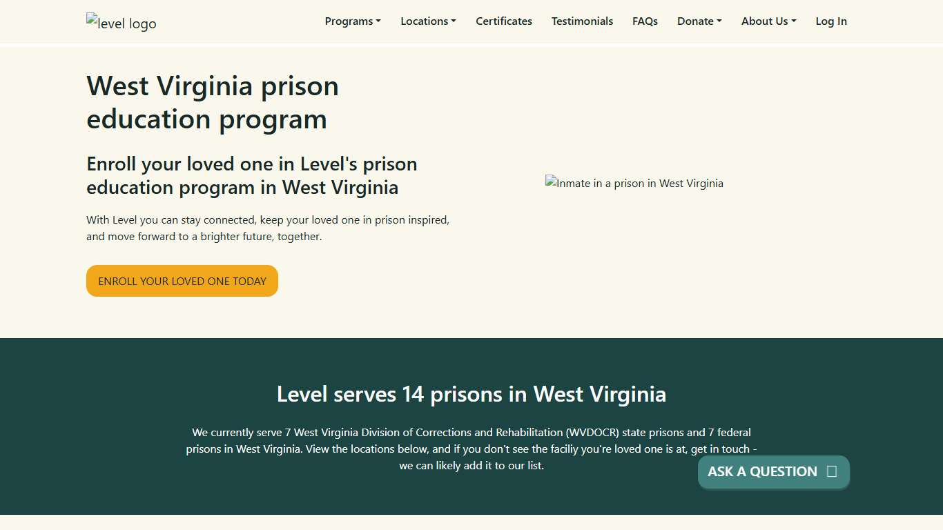 West Virginia Prison Education - Level