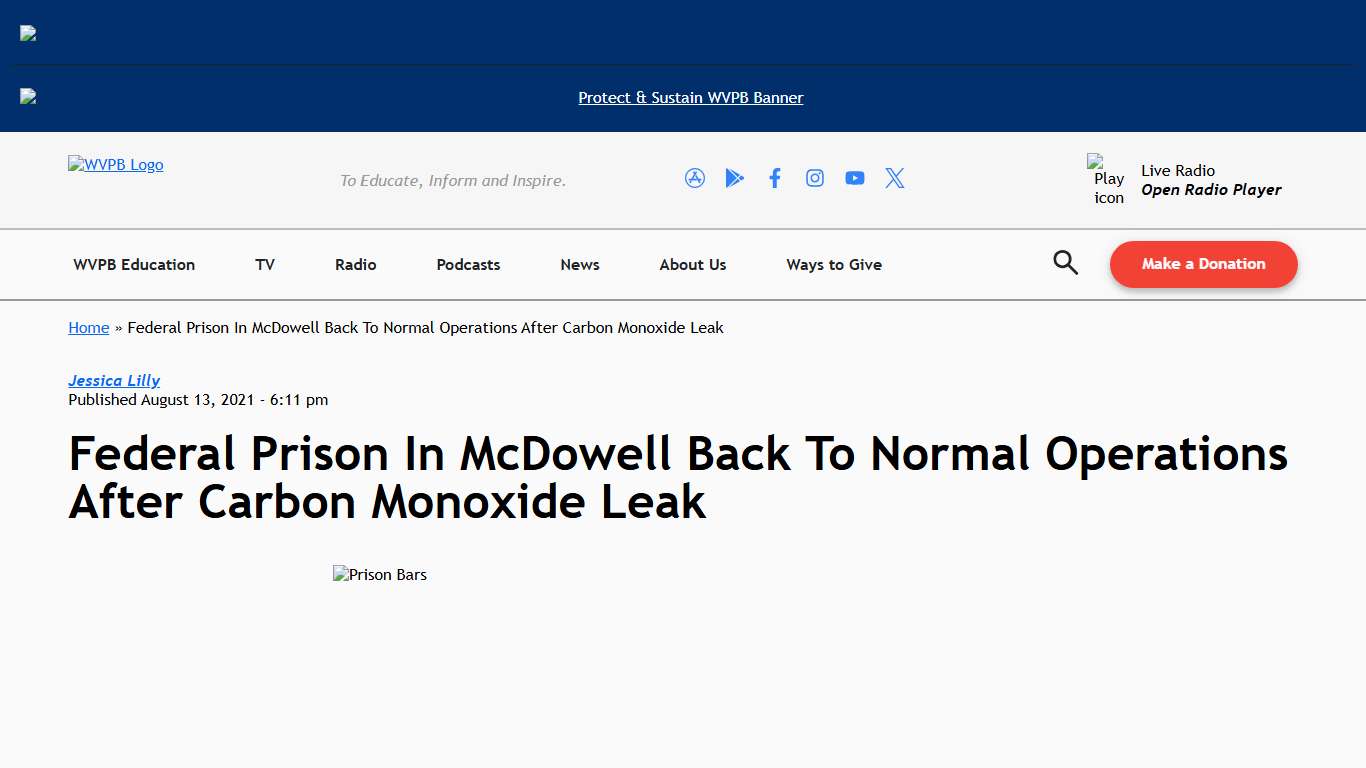 Federal Prison In McDowell Back To Normal Operations After Carbon Monoxide Leak  - West Virginia Public Broadcasting : West Virginia Public Broadcasting